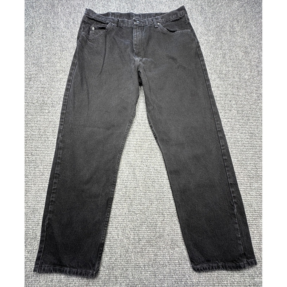 Wrangler Authentic Jeans Mens 38x30 Black Relaxed Straight Denim Casual